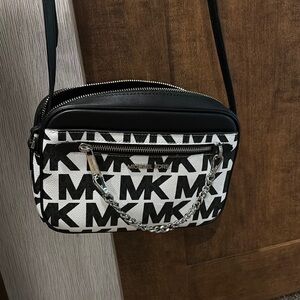 Michael Kors Black and White Belt Bag with Signature Logo